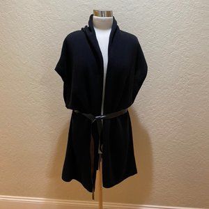 Saks black knit duster with tie waist Size XL